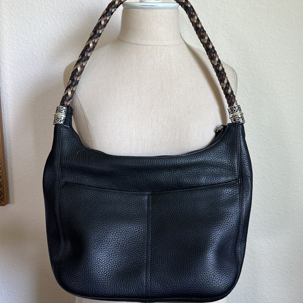 Brighton Barbados black leather braided strap shoulder bag - Picture 3 of 6